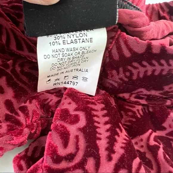 BlackMilk Burned Velvet Wine Leggings, S - Picture 9 of 9